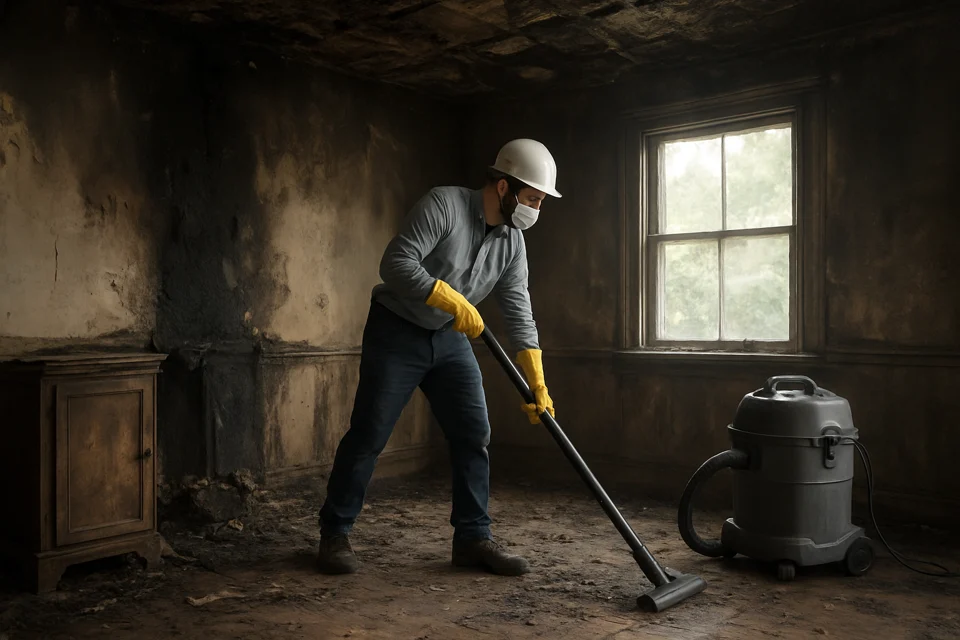 Reference image of fire and smoke effects in an interior; not actual company work